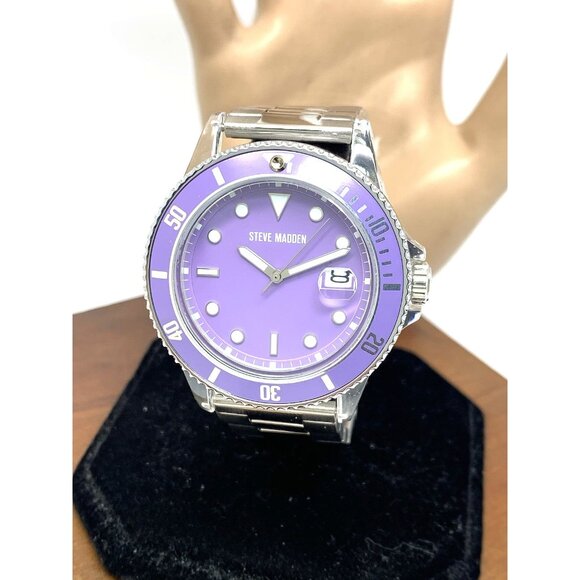 Steve Madden Women\'s Watch SM/1037 Quartz Purple Dial Stainless Steel 40mm main image 14